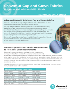 Shawmut Cap and Gown Fabrics Technical Data Sheet
